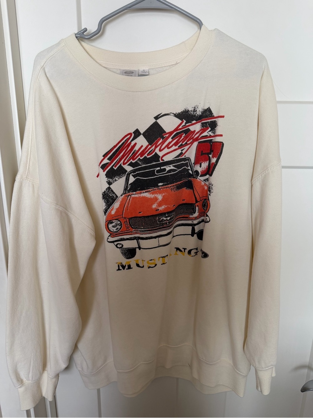Cream Mustang Graphic Crewneck Sweater